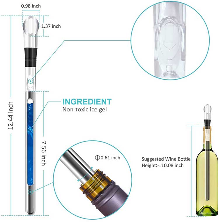 Wine chiller stick dimensions