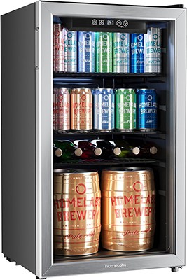 Best Beer Mini Fridge Overall: hOmeLabs Beverage Refrigerator And Cooler - 120 Can Mini Fridge With Glass Door
